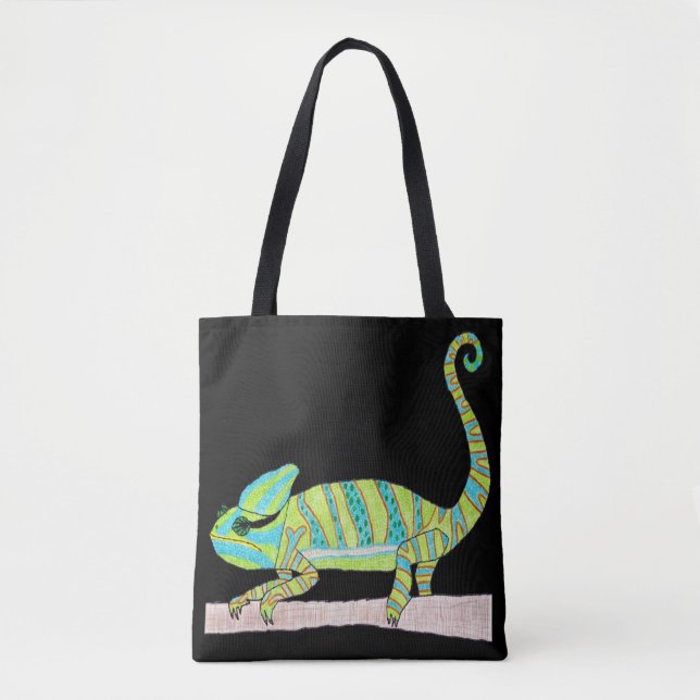 All-Over-Tasche - Green Chameleon (schwarz) Tasche (Vorderseite)