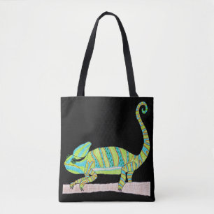 All-Over Tote - Grüner Chamäleon (schwarz) Tasche