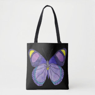 All-Over Tote - Lila Schmetterling (schwarz) Tasche