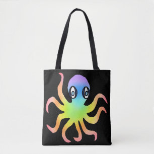 All-Over Tote - Regenbogen-Oktopus (schwarz) Tasche