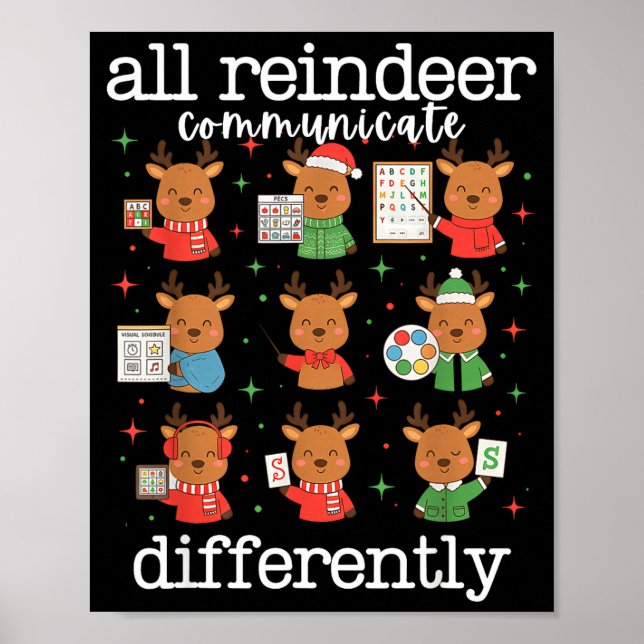 All Reindeer Communicate Differently Xmas Autism A Poster (Vorne)
