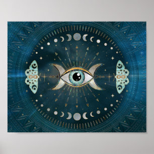 All Seeing Eye and Moons Poster
