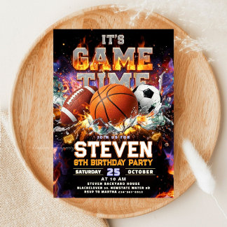 All Sports Game Time Birthday Party - Sport Einladung