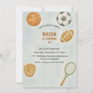 All Sports Let's Have a Ball Modern Boy Birthday Einladung