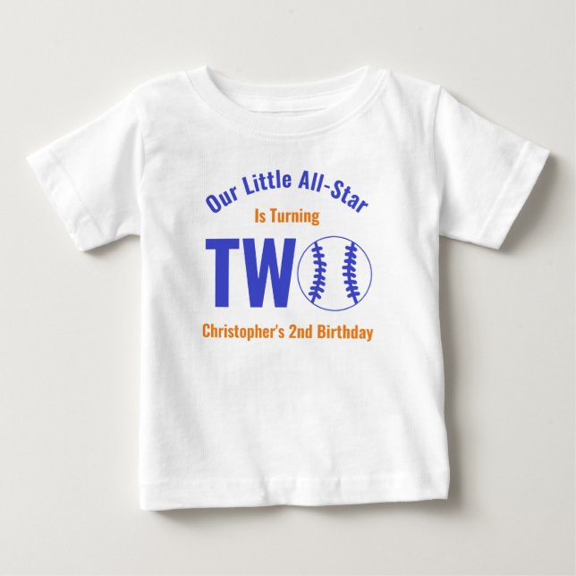All-Star Baseball 2. Geburtstag Baby T-shirt (Vorderseite)
