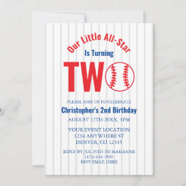 All-Star Baseball 2. Geburtstag Einladung