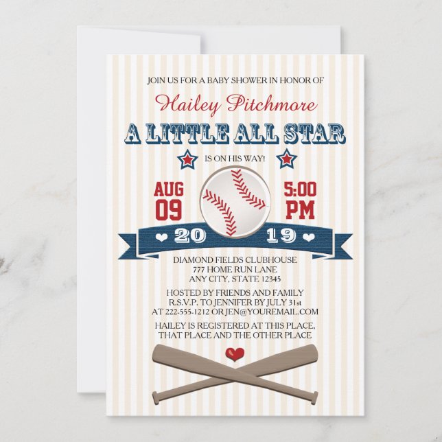 ALL-STAR- BASEBALL-BABYPARTY-EINLADUNG EINLADUNG (Vorderseite)
