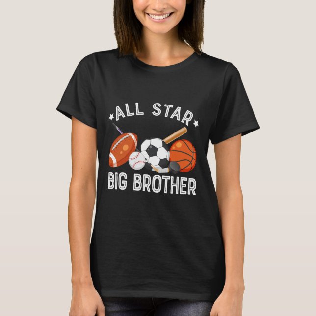 All Star Big Brother Of The Birthday Sketll Soccer T-Shirt (Vorderseite)