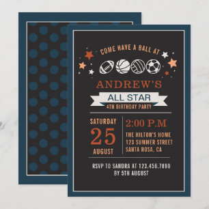 All Star Birthday Party Ball Einladung