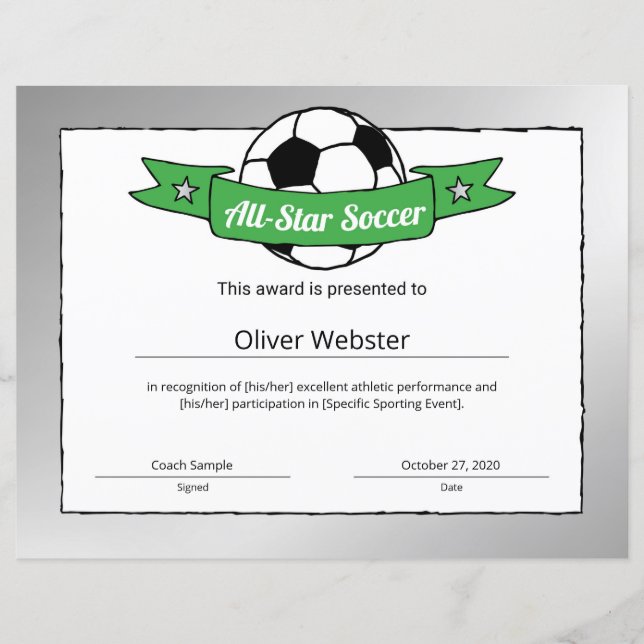 All-Star-Fußball-Auszeichnung (Vorderseite)