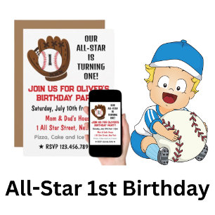 All-Star Geburtstag: Ein Junge wird 1. Einladung