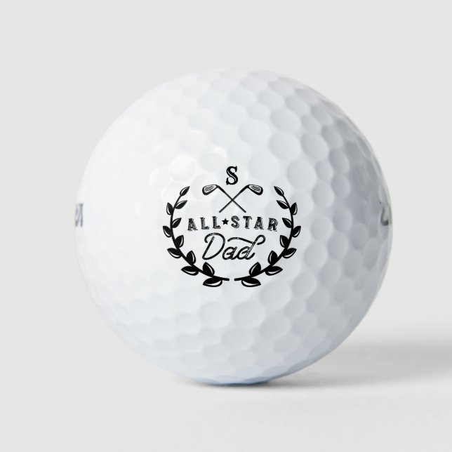 All Star Golfspiel Vater Monogram Golf Club Wappen Golfball (Vorderseite)