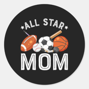 All Star Mama des Geburtstagsjungen Sketll Fußball Runder Aufkleber
