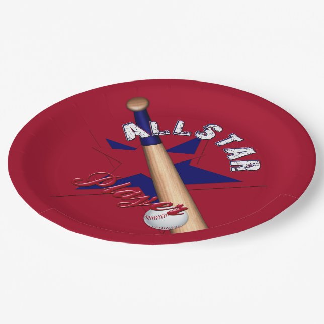 All-Star-Player,Ball Player-Rot-Teller Pappteller (Schrägansicht)