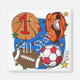 All Star-Sport-1. Geburtstags-T-Shirts und Magnet