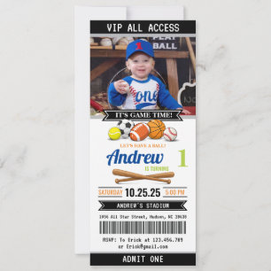 All-Star-Sport-Ticket-Geburtstagseinladung Einladung