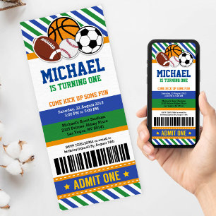 All Star Sport Ticket Pass Invitation Anniversaire