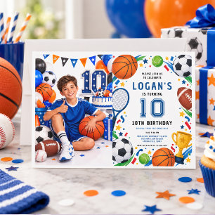 All Star Sports 10. Geburtstag Jungenparty Einladung