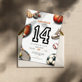 All Star Sports 14th Birthday Invitation for Boys