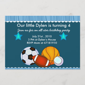 All Star Sports Birday Party Einladung