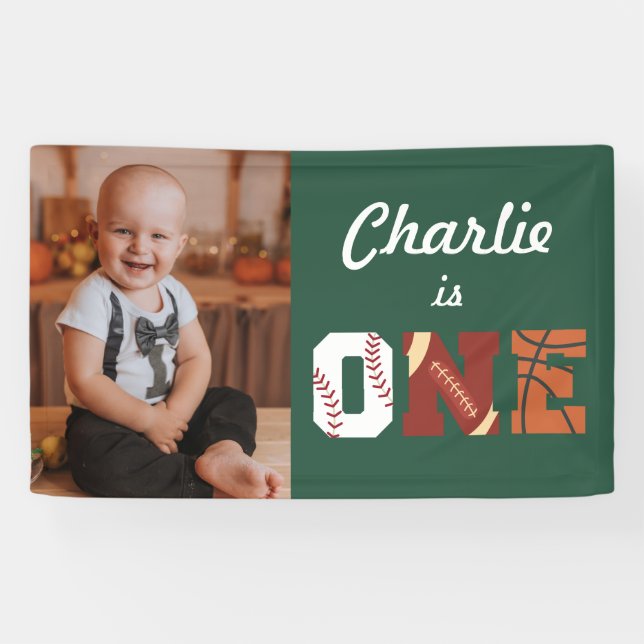 All-Star Sports First Birthday Foto Banner (Horizontal)