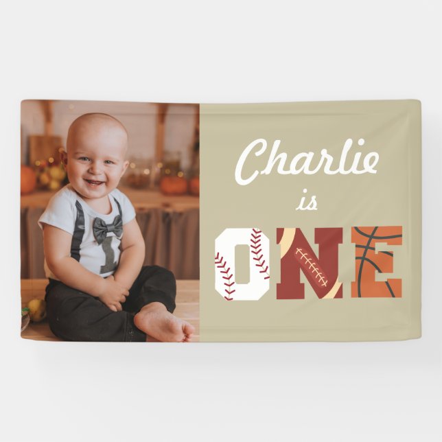 All-Star Sports First Birthday Foto Banner (Horizontal)