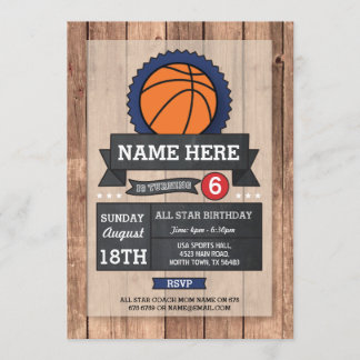 All Star Sports Party BasketBall Geburtstag Einlad Einladung