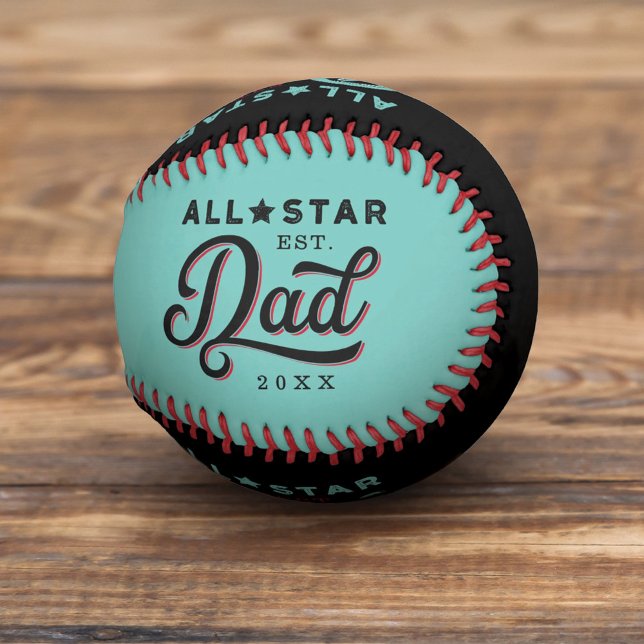 All-Star-Vater, Aquamarin & Black Bat & Monogram Baseball (Von Creator hochgeladen)