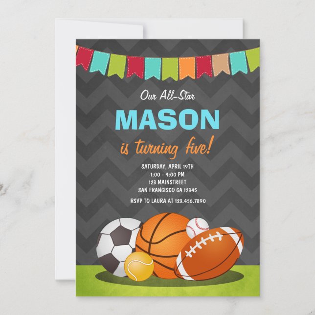 All Stars anniversaire garçon invitation anniversa (Devant)