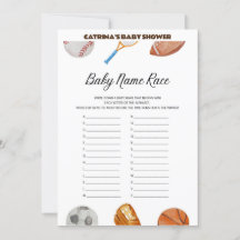 All Stars Sports Baby Dusche - bestellbarer Name, 
