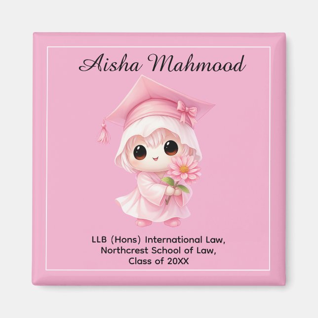 🎓 All text custom Chibi Rose Graduation  Magnet (Vorne)