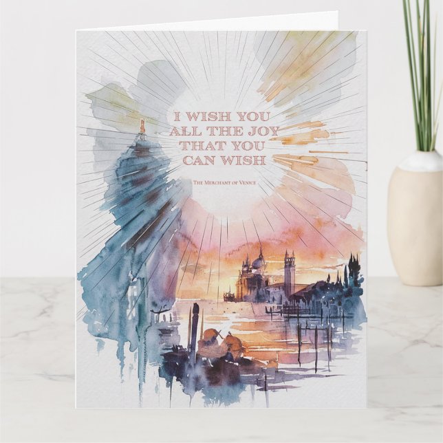"All the Joy You Can Wish" Aquarellgrüße Karte (Vorderseite)