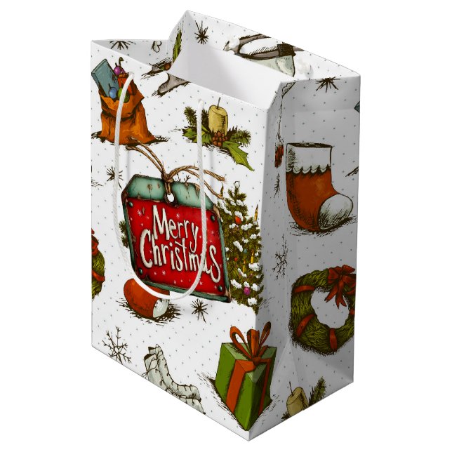 All Things A Merry Christmas Mittlere Geschenktüte (Rückseite Schrägansicht)