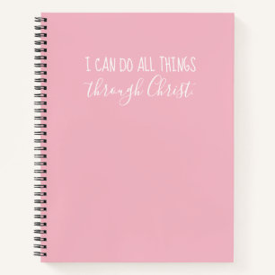 "All Things Through Christ" rosa Notebook Notizbuch