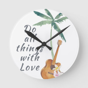 All Things With Love Tropical Runde Wanduhr