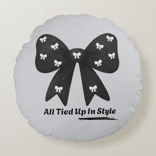 All Tied Up In Style Round Throw Pillow Rundes Kissen (Vorderseite)