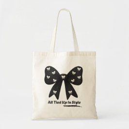 All Tied Up In Style Tote Bag – Elegant Black Bow  Tragetasche