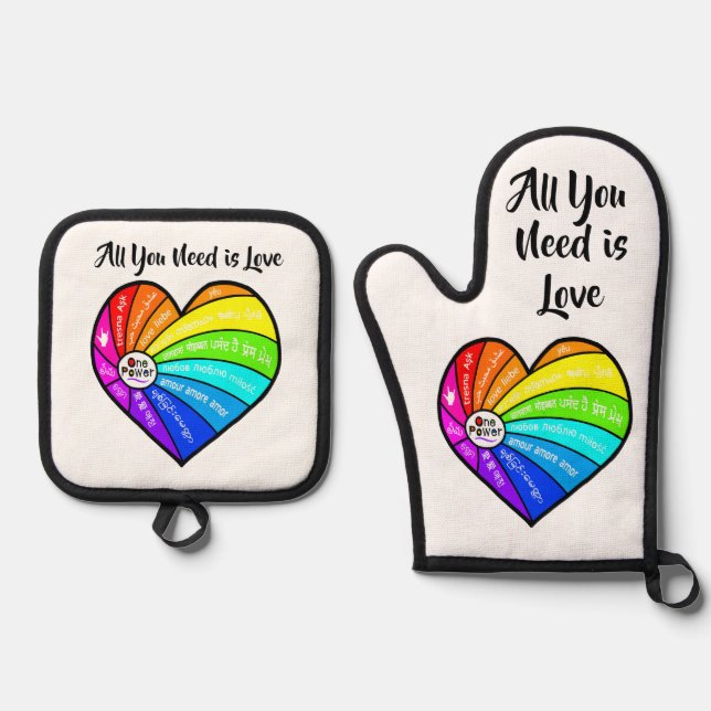 All You Need is Love Ofenhandschuh & Topflappen-Set (Vorderseite)