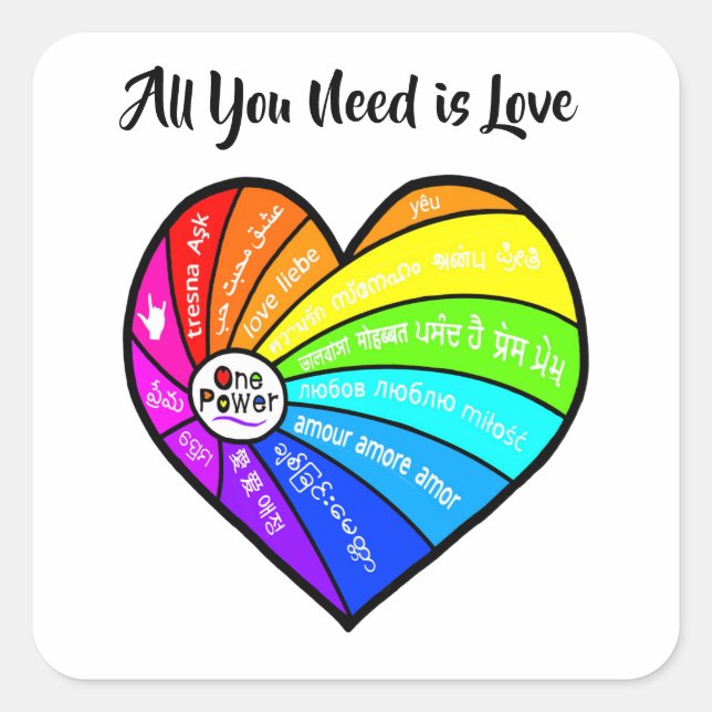 All You Need is Love Quadratischer Aufkleber (Vorderseite)