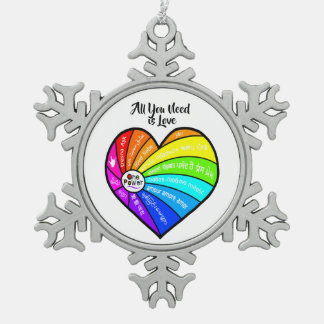 All You Need is Love Schneeflocken Zinn-Ornament