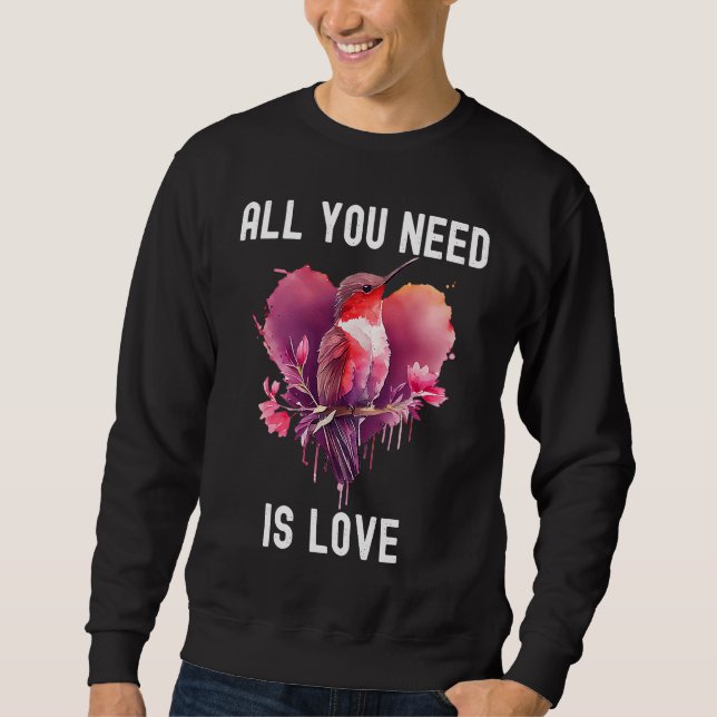 All you need is love with heart Birds Valentine's  Sweatshirt (Vorderseite)