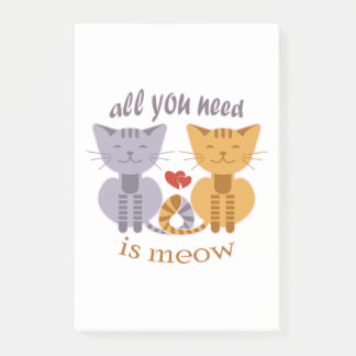 All you need is meow Valentine cats Post-it Klebezettel