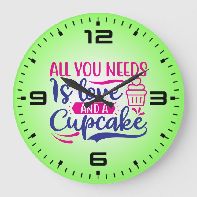 All You Needs is Love And Cupcake-67518 Große Wanduhr (Vorderseite)