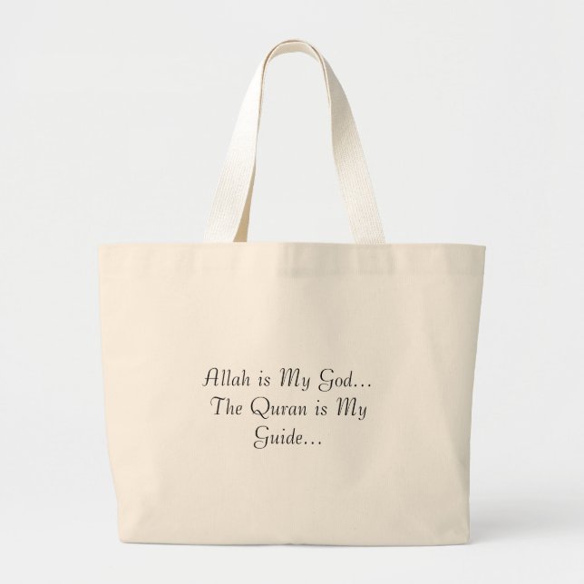 Allah ist mein Gott,…, das der Quran mein Führer… Jumbo Stoffbeutel (Vorne)