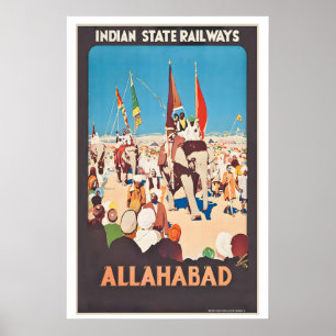 Allahabad Indien Vintage Reiseplakat - Gerahmt Poster