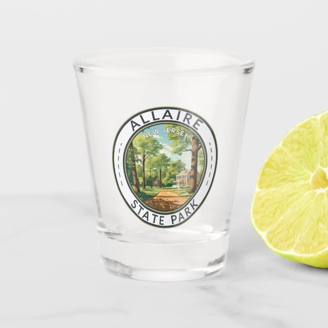 Allaire Staat Park New Jersey Reisen Art Abzeichen Schnapsglas (Vorderseite)
