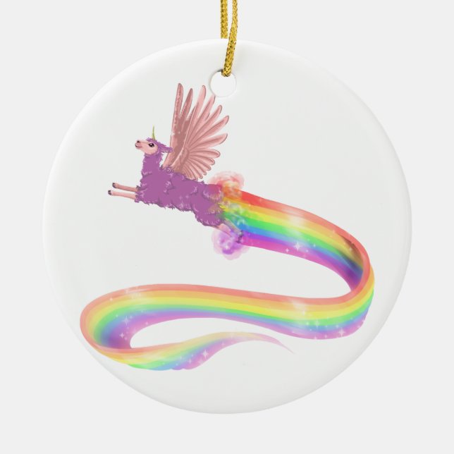Allamacorn Regenbogen Keramikornament (Vorne)