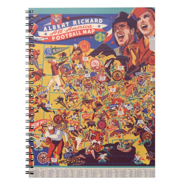 Allamerikanische Vintage Fußballkarte Notizblock (Vorderseite)