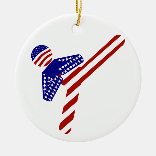 Allamerikanischer TaeKwondo Kick Keramik Ornament (Vorne)