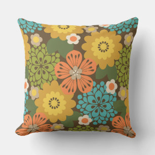 Allana Garden Hawaiian Graphic Floral - Brown Kissen